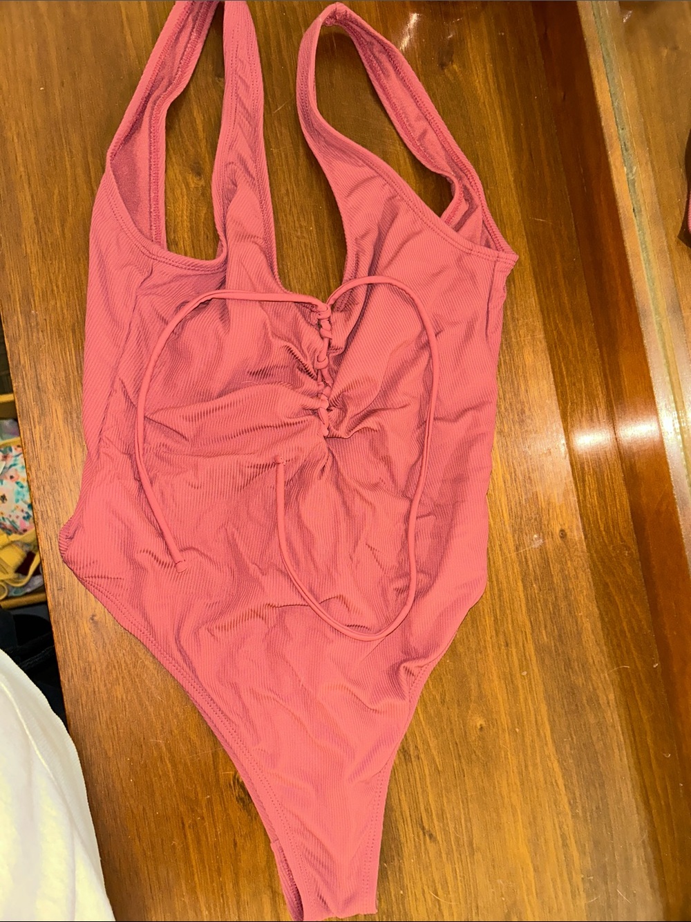 Xhilaration Rose Pink One-Piece Swimsuit with Front Drawstring